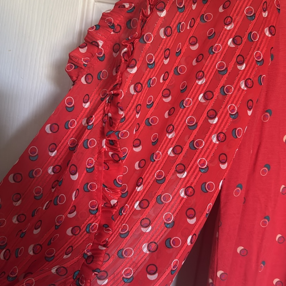 Maeve by Anthropologie printed knit top with sheer sleeves size medium - Picture 3 of 5